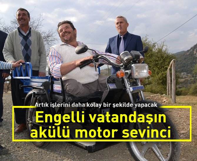 Engelli vatandaşın akülü motor sevinci