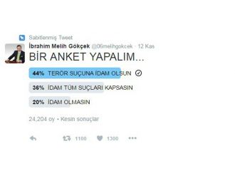 Gökçek’in idam anketinden ’evet’ çıktı