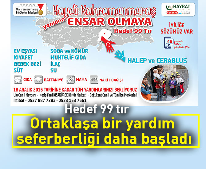 Ortaklaşa bir yardım seferberliği daha başladı