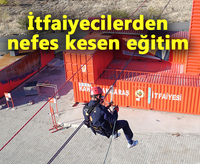 İtfaiyecilerden nefes kesen eğitim