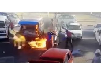 Benzin istasyonunda dehşet anları