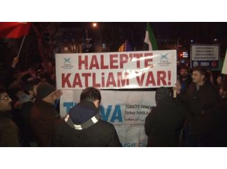 Rusya Büyükelçiliği önünde Halep protestosu