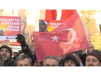 İran Büyükelçiliği önünde Halep protestosu