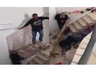 Portatif merdivenden böyle düştü