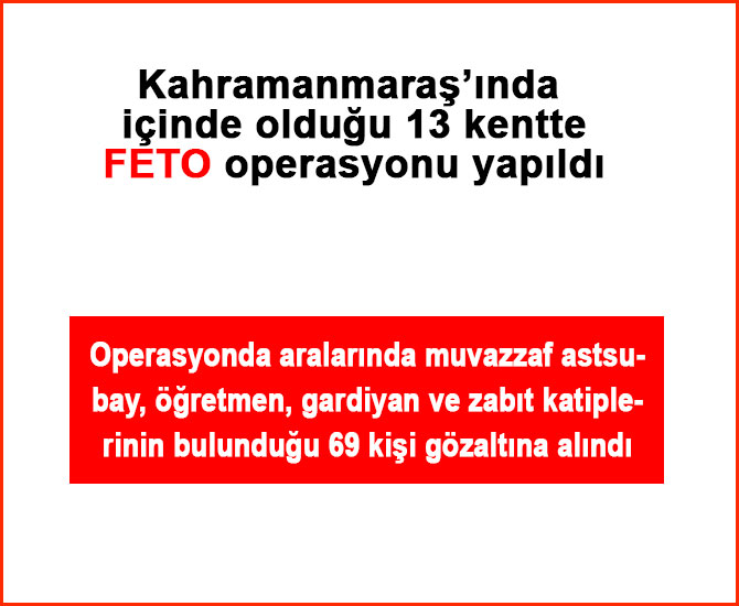Hatay merkezli 13 ilde FETÖ/PDY operasyonu