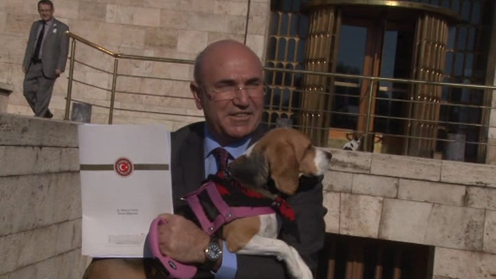 CHP’li vekil Mecliste köpeği ile basın toplantısı düzenledi