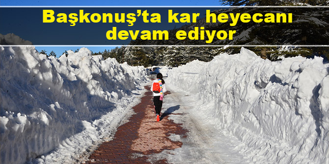Başkonuş’ta kar heyecanı devam ediyor