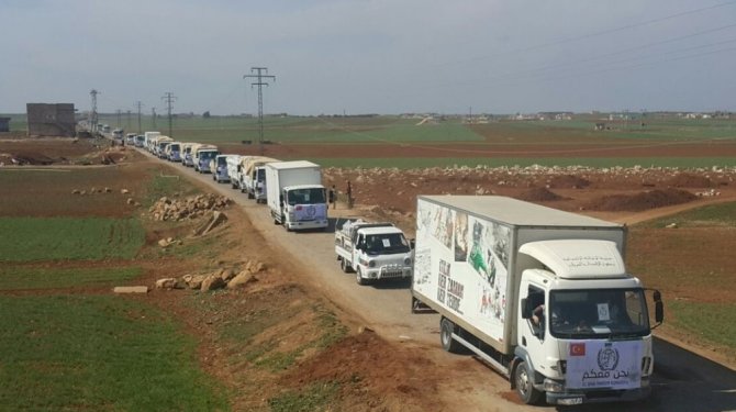 25 tırlık yardım konvoyu El Bab’da