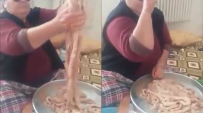 Mumbar dolması yapan kadından Nusret takliti ilgi odağı oldu