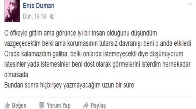 Emrah Karaduman’ı yaralayan şahıs açıklama yaptı