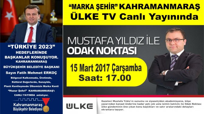 Başkan Erkoç Ülke Tv’de Canlı Yayına Katılacak