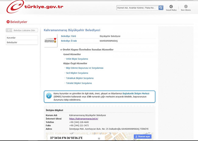 Büyükşehir Belediyesi E-Devlet’te