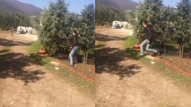 Köpeğe yaptığı caniliği sosyal medyada paylaştı