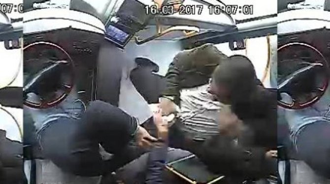 Halk otobüsünde maganda dehşeti kamerada