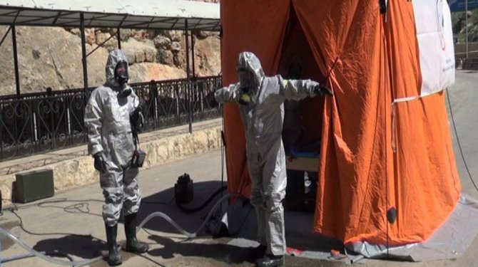 Sınırda kimyasal önlem alındı