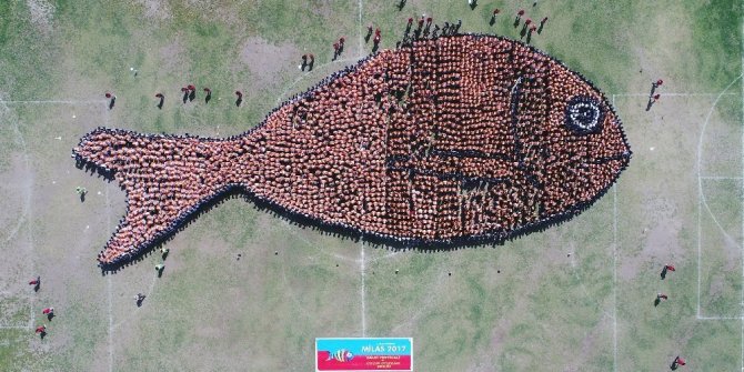 2 BİN 791 KİŞİYLE DÜNYANIN EN BÜYÜK BALIK FİGÜRÜ OLUŞTURULDU