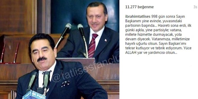 CUMHURBAŞKANI ERDOĞAN’I KUTLADI