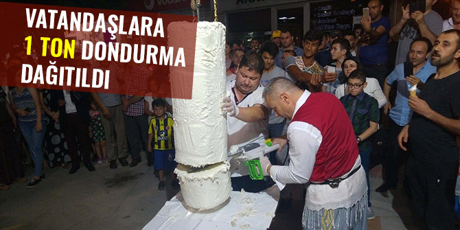 VATANDAŞLARA 1 TON DONDURMA DAĞITILDI