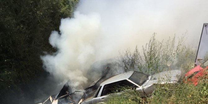 OTLARDAN ÇIKAN YANGIN OTOPARKA SIÇRADI