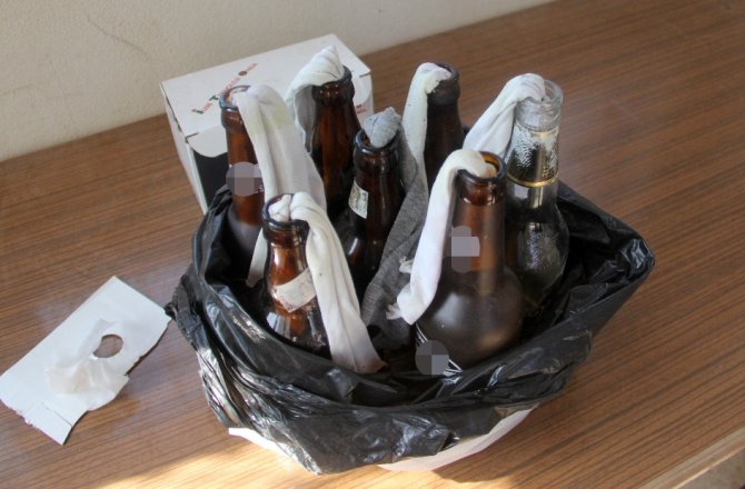 OKUL BAHÇESİNDE 7 ADET MOLOTOFKOKTEYLİ BULUNDU