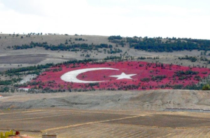 20 BİN TON TAŞLA DEV TÜRK BAYRAĞI YAPTILAR