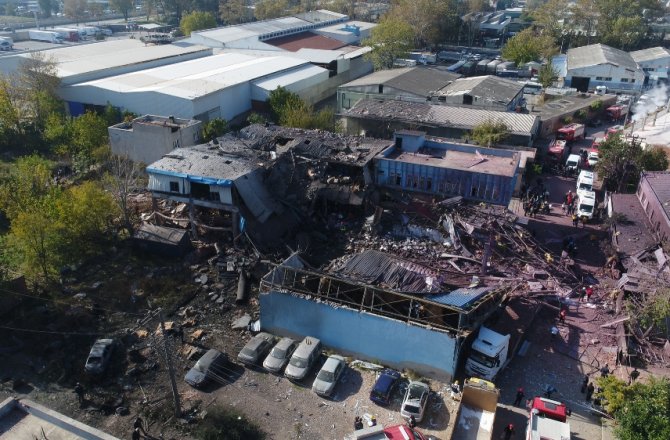 BURSA’DA PATLAMA BÖLGESİ HAVADAN GÖRÜNTÜLENDİ