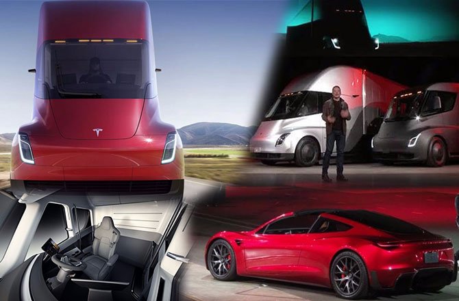 ELON MUSK ELEKTRİKLİ KAMYON 'TESLA SEMİ TRUCK' VE 'EN HIZLI OTOMOBİL'İ TANITTI