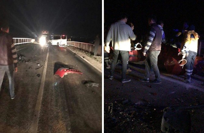 MİNİBÜS İLE OTOMOBİL ÇARPIŞTI: 1 ÖLÜ, 8 YARALI