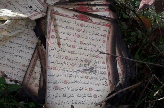 CAMİ YANGININDA HER ŞEY YANDI, KUR’AN-I KERİM YANMADI
