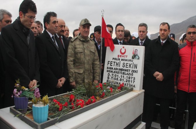 KAHRAMANCA ŞEHİT DÜŞEN FETHİ SEKİN KABRİ BAŞINDA ANILDI