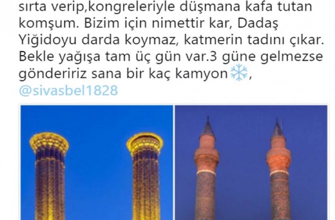 Sivas’ın esprili kar çağrısına Erzurum’dan cevap