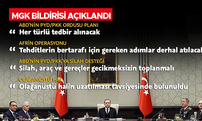 MGK BİLDİRİSİ AÇIKLANDI: TEHDİTLERİN BERTARAFI İÇİN GEREKEN ADIMLAR ATILACAK