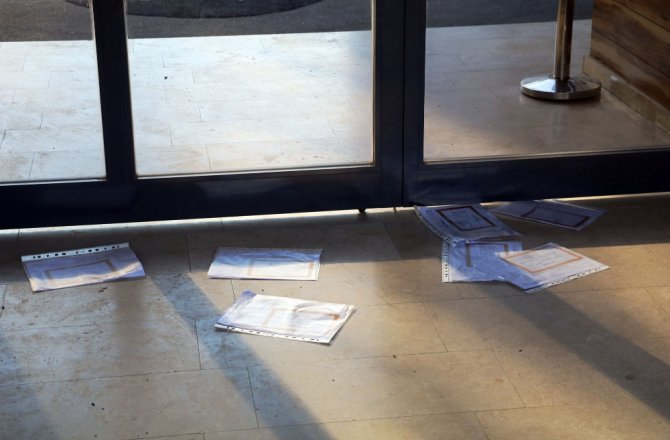 Hacizli okulda karne protestosu