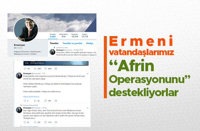 ERMENİ VATANDAŞLARIMIZ “AFRİN OPERASYONUNU” DESTEKLİYORLAR