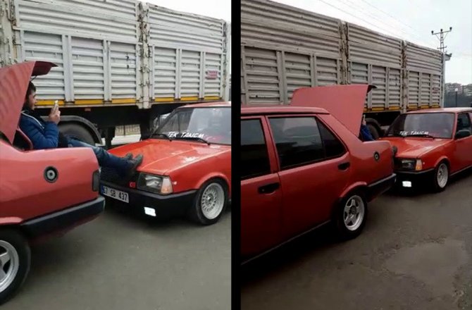 ÇEKME HALATI YERİNE BACAKLARINI KULLANDI