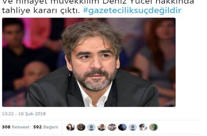 DENİZ YÜCEL’İN TAHLİYESİNİ AVUKATI TWİTTERDAN DUYURDU