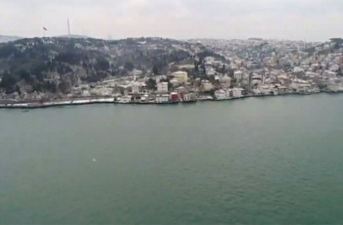 İSTANBUL’DA BEYAZ ÖRTÜ HAVADAN GÖRÜNTÜLENDİ
