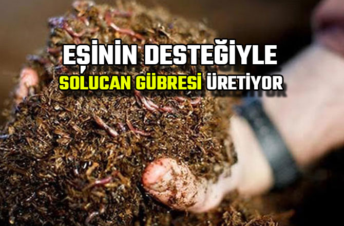 EŞİNİN DESTEĞİYLE SOLUCAN GÜBRESİ ÜRETİYOR