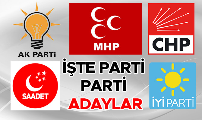 İŞTE PARTİ PARTİ ADAYLAR