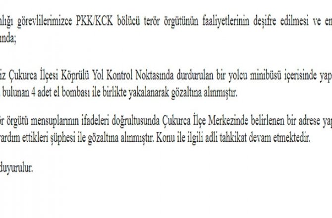 PKK’LI TERÖRİSTLER YOLCU MİNİBÜSÜNDE BOMBAYLA YAKALANDI