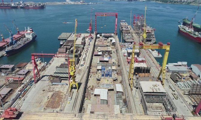 Türkiye’nin ilk uçak gemisi havadan görüntülendi