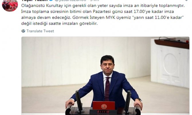 "Kurultay için yeterli sayıda imza toplandı"