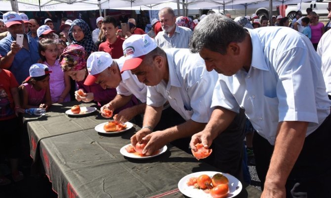 Domatesleri en hızlı yiyen kazandı