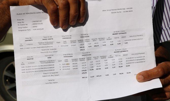 2012 model araca 2004 yılında trafik cezası kesildi