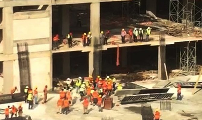 AVM inşaatında işçiler birbirine girdi: 7 yaralı