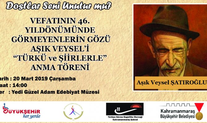 Aşık Veysel İçin Anma Programı Düzenlenecek