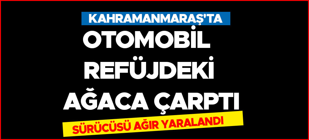 Kahramanmaraş'ta ağaca çarpan otomobilin sürücüsü ağır yaralandı