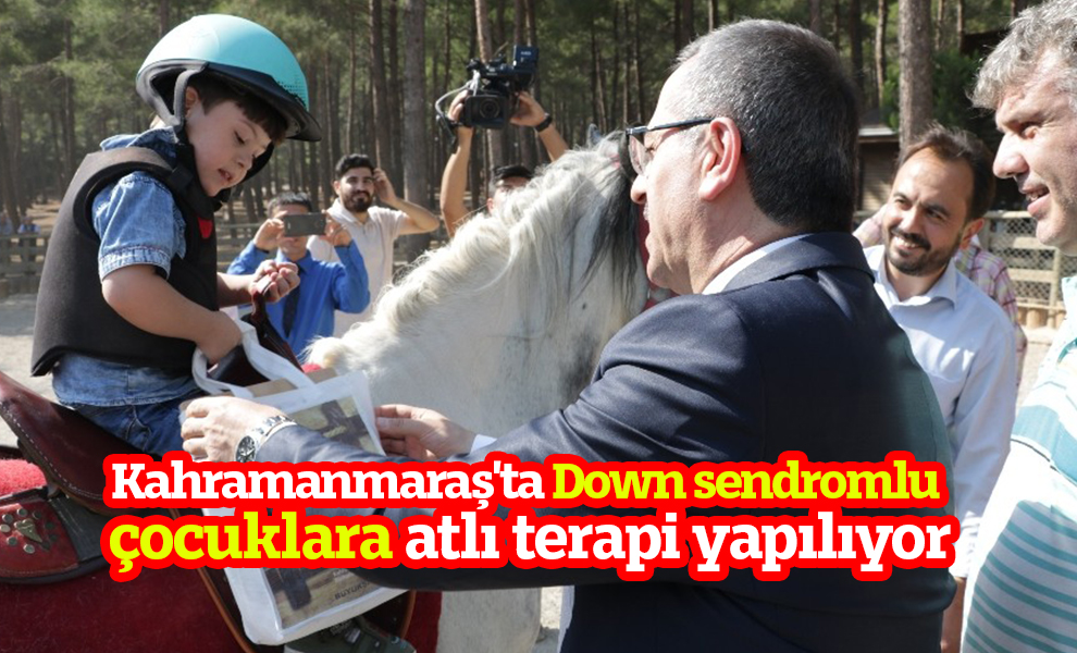 Kahramanmaraş'ta Down sendromlu çocuklara atlı terapi yapılıyor