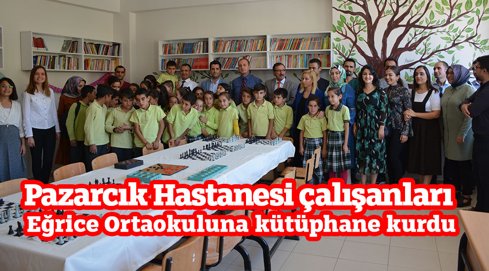 Pazarcık Hastanesi çalışanları Eğrice Ortaokuluna kütüphane kurdu