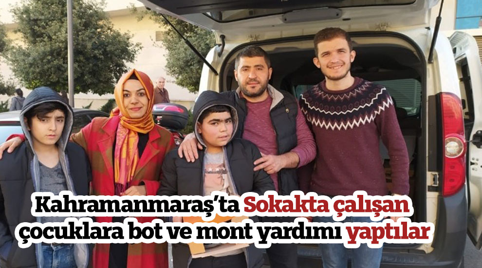 Sokakta çalışan çocuklara bot ve mont yardımı